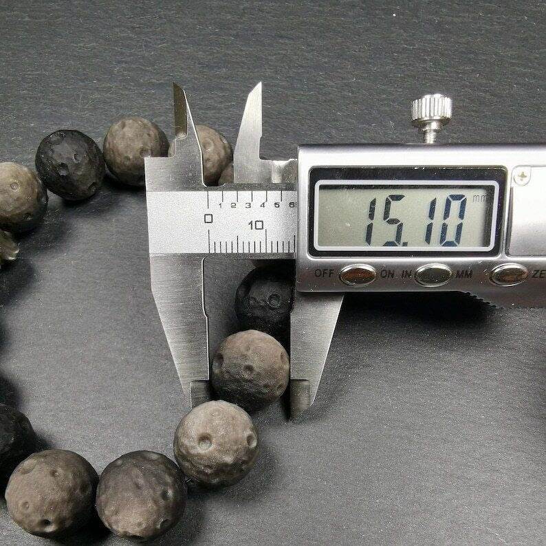 Obsidian Wrist Mala, Prayer Beads Bracelet - Tibetan Buddhist mala beads, size reference