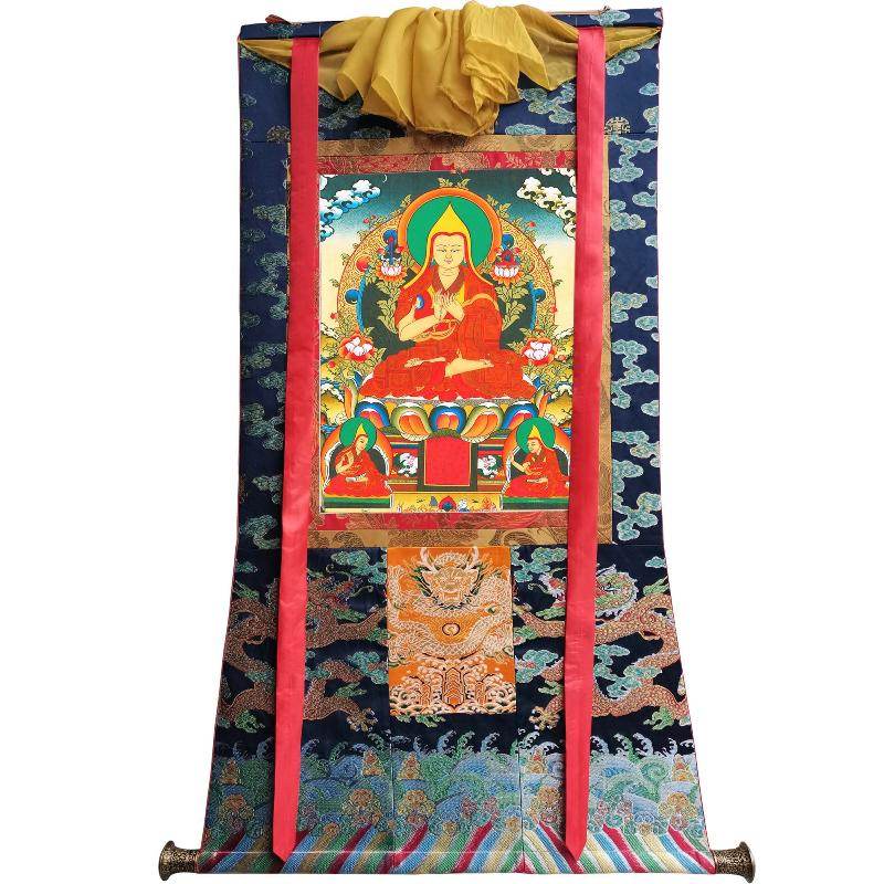 Tsongkhapa - Tibetan thangka painting, size reference