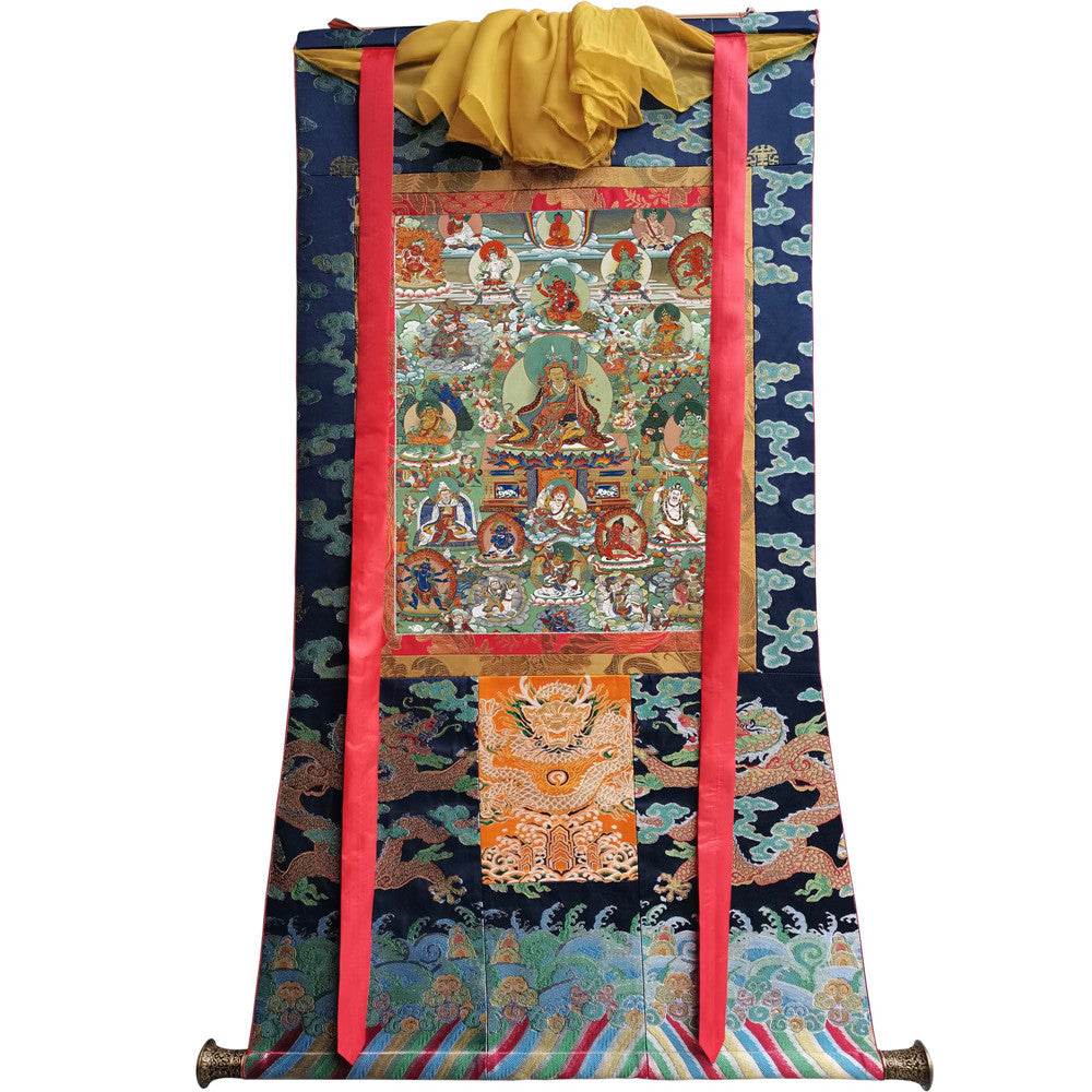 Padmasambhava - Guru Rinpoche - Tibetan thangka painting, size reference