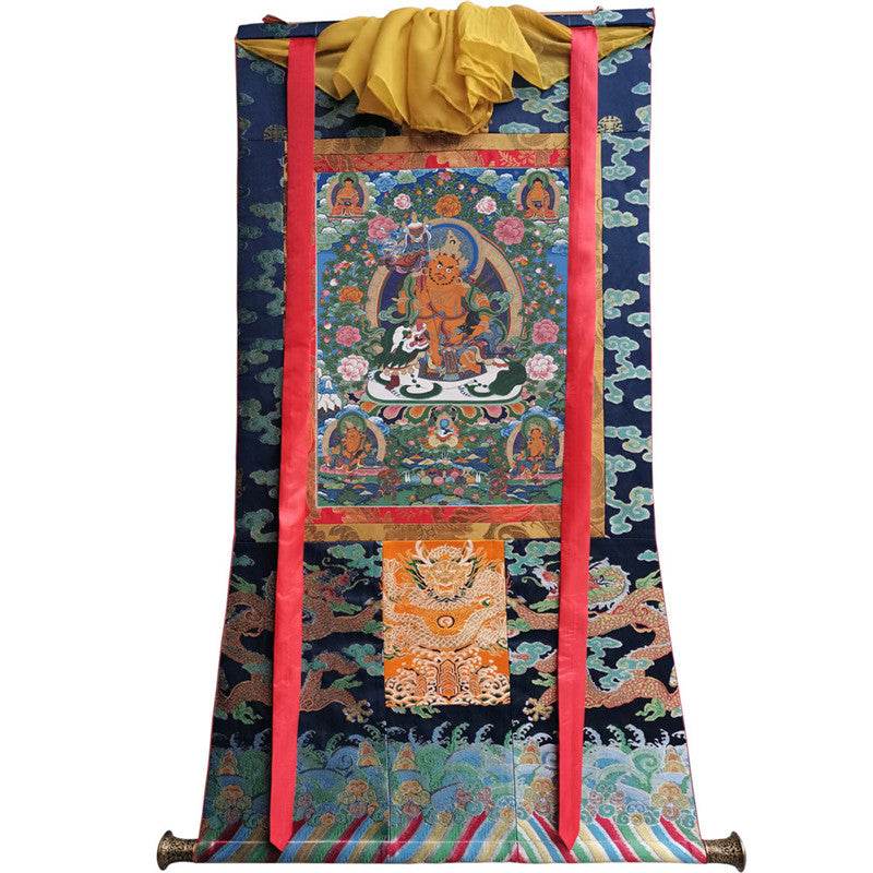Vaisravana Image - Tibetan thangka painting, size reference