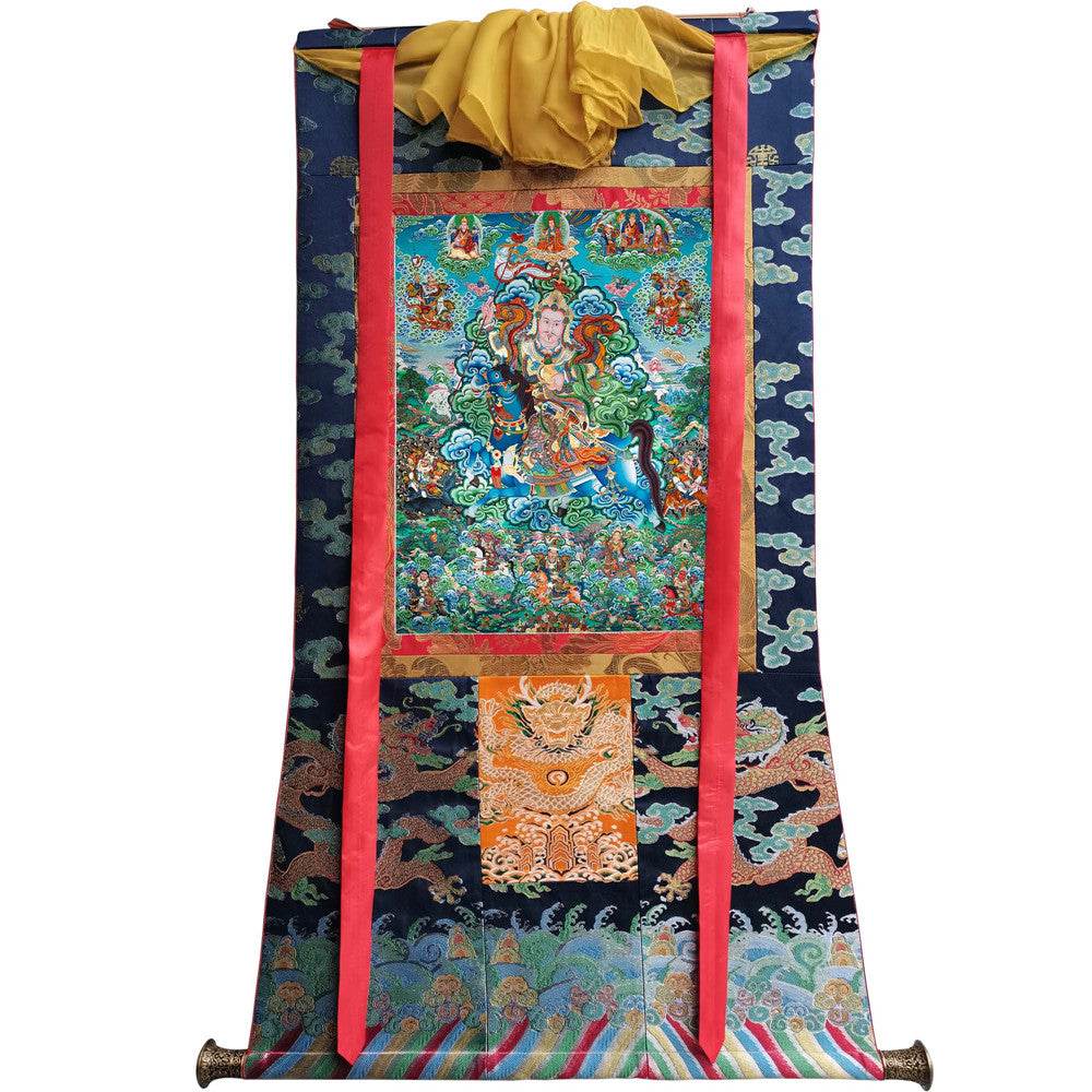 King Gesar - Tibetan thangka painting, size reference