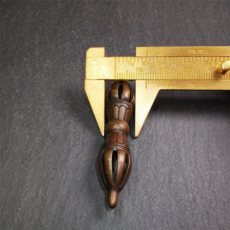 Nine-pronged Vajra 2.56" - Tibetan Buddhist vajra, size reference