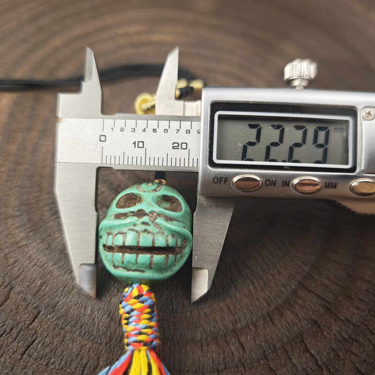 Turquoise Citipati Skull Pendant - Authentic Tibetan Amulet - Protective Charm - Decades Old - 26mm × 22mm