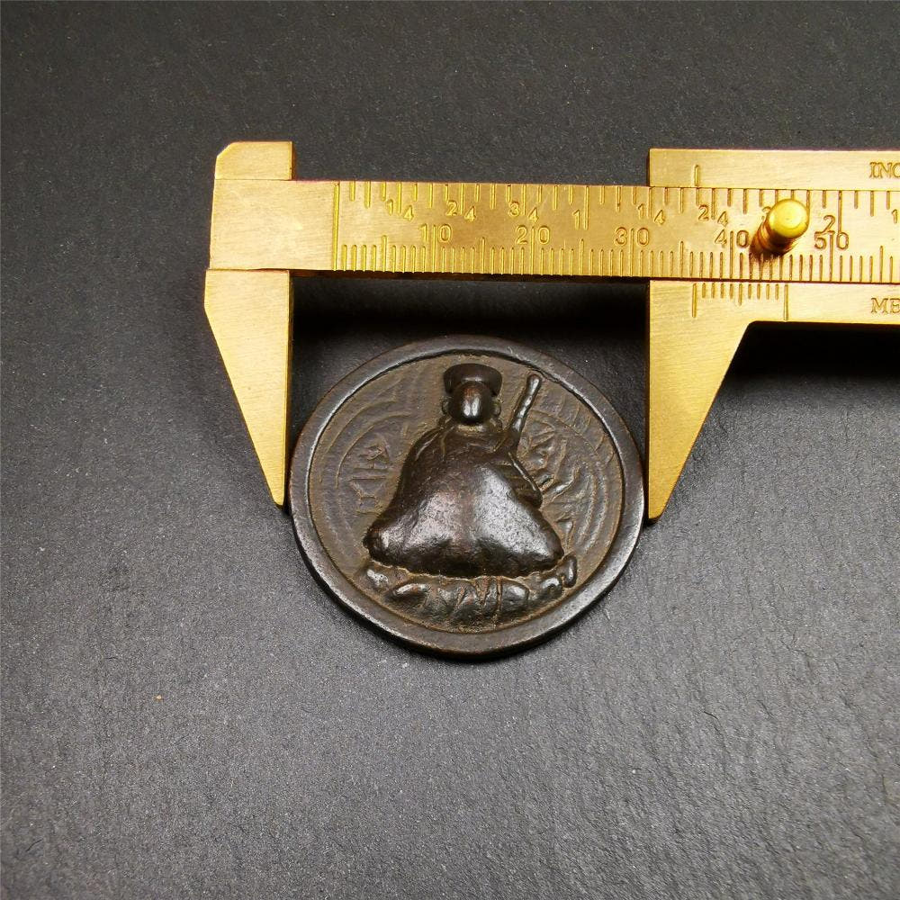 Guru Rinpoche Pendant 1.4" - Tibetan Buddhist art, size reference
