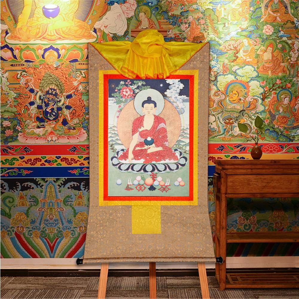 釈迦牟尼木版タンカ | デルゲ経版印刷寺院 直送 300年伝統手摺り 古代