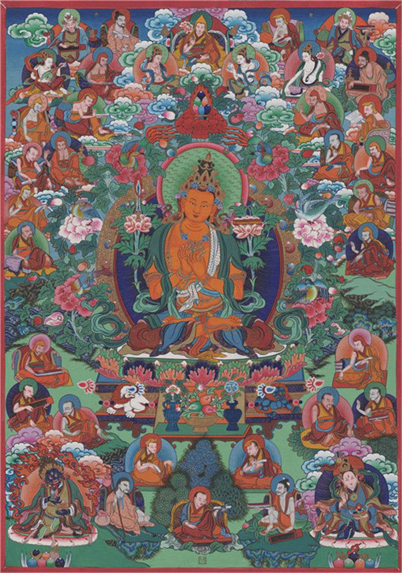 Manjusri Image - Tibetan thangka painting, front view