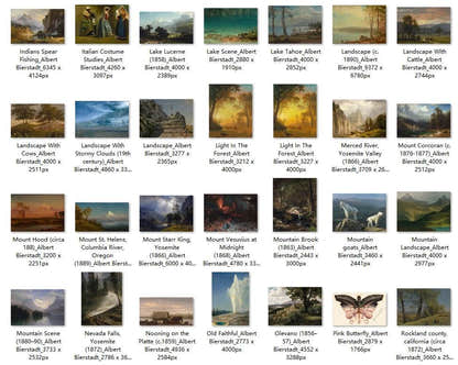 99 Painting Images by Albert Bierstadt American, 1830-1902 - Tibetan Buddhist thangka, detailed view