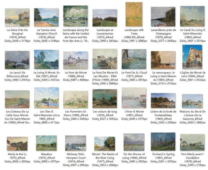 81 Painting Images by Alfred Sisley French, 1840-1899 - Tibetan Buddhist thangka, detailed view