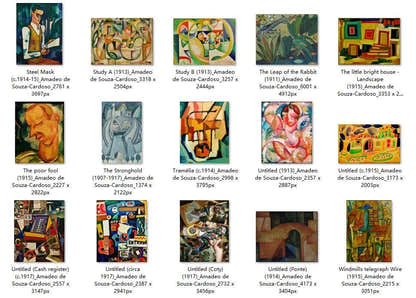 35 Painting Images by Amadeo de Souza-Cardoso Portuguese, 1887 – 1918 - Tibetan Buddhist thangka, detailed view
