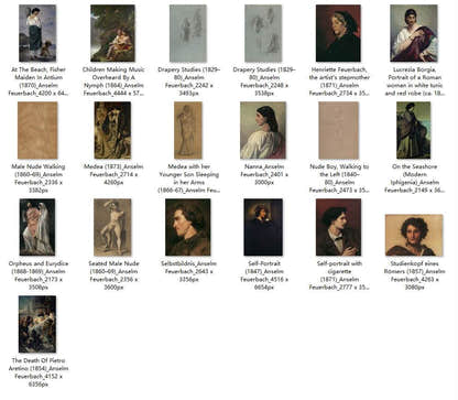 19 Painting Images by Anselm Feuerbach German, 1829-1880 - Tibetan Buddhist thangka, front view