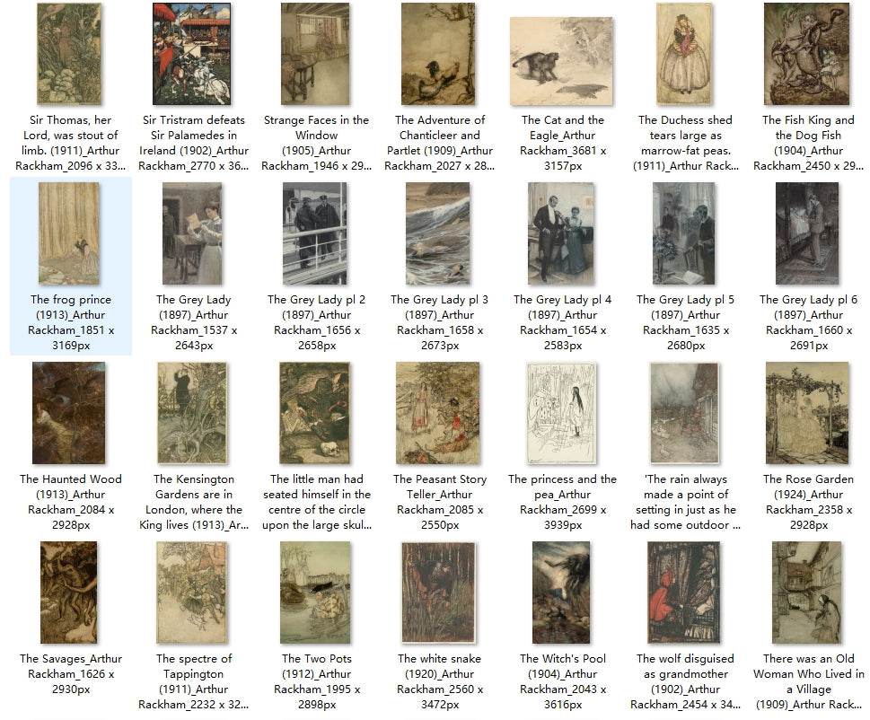 98 Painting Images by Arthur Rackham English, 1867-1939 - Tibetan Buddhist thangka, close-up detail