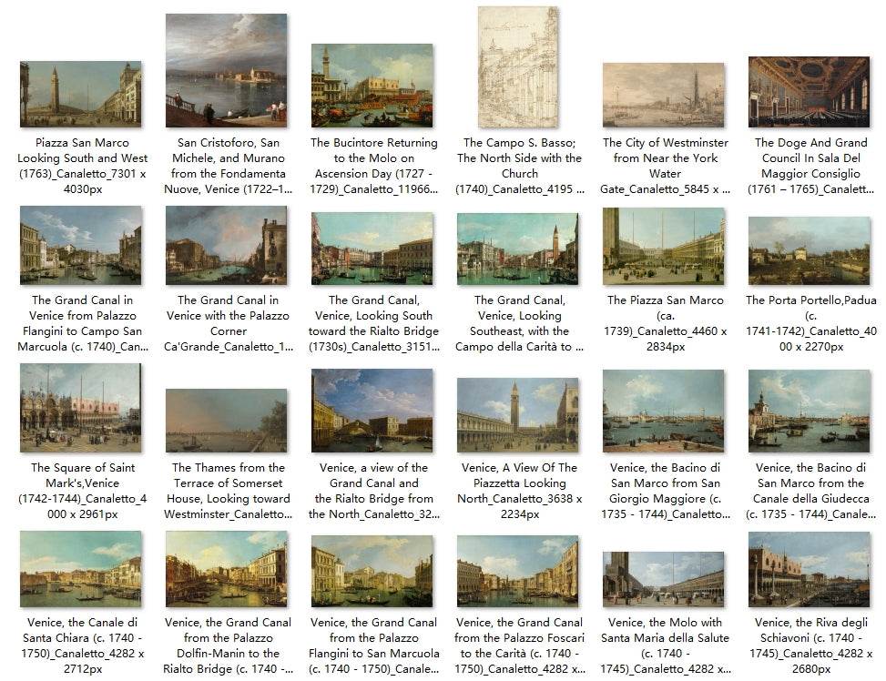 58 Painting Images by Canaletto Italian, 1697 - 1768 - Tibetan Buddhist thangka, detailed view