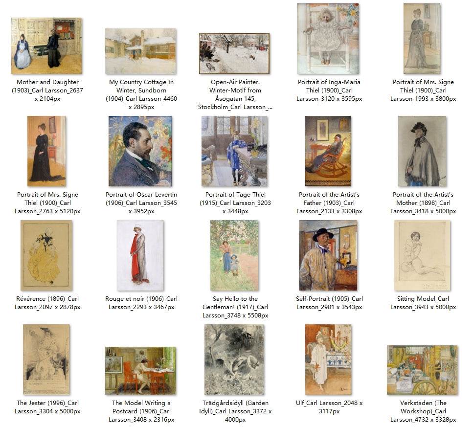 40 Painting Images by Carl Larsson Swedish, 1853-1919 - Tibetan Buddhist thangka, detailed view