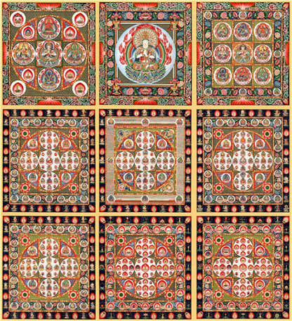 Vajradhatu Mandala Image - Tibetan thangka painting, front view