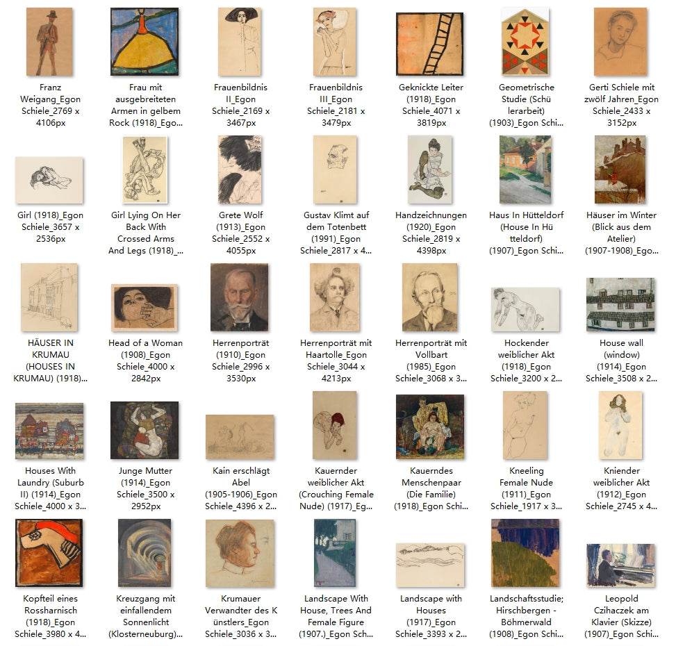 199 Painting Images by Egon Schiele Austrian, 1890-1918 - Tibetan Buddhist thangka, detailed view