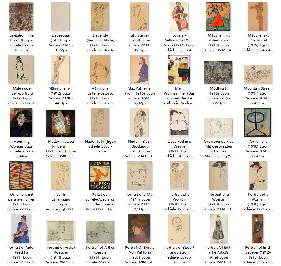 199 Painting Images by Egon Schiele Austrian, 1890-1918 - Tibetan Buddhist thangka, close-up detail