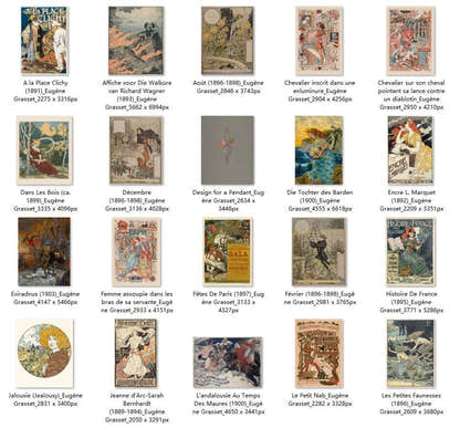 36 Painting Images by Eugène Grasset French, 1841-1917 - Tibetan Buddhist thangka, front view