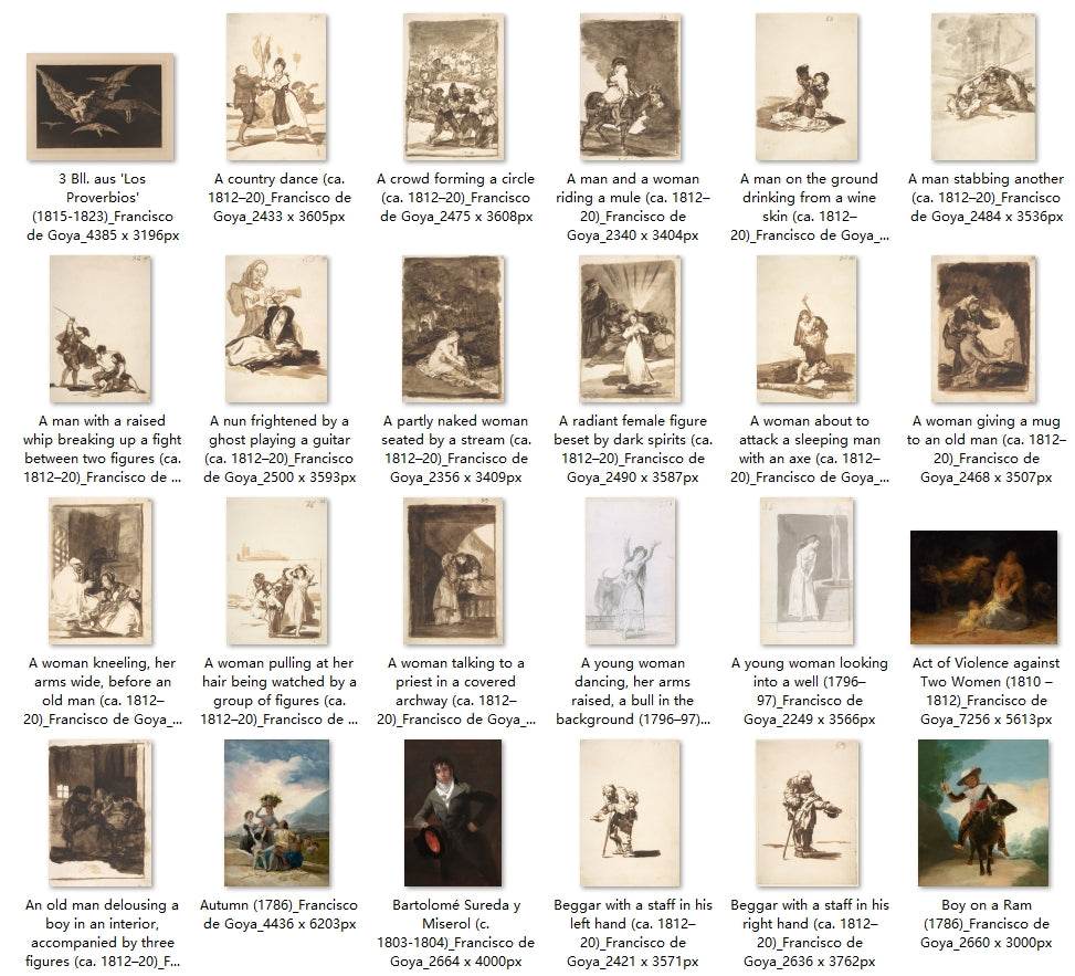 114 Painting Images by Francisco de Goya Spanish, 1746 - 1828 - Tibetan Buddhist thangka, front view