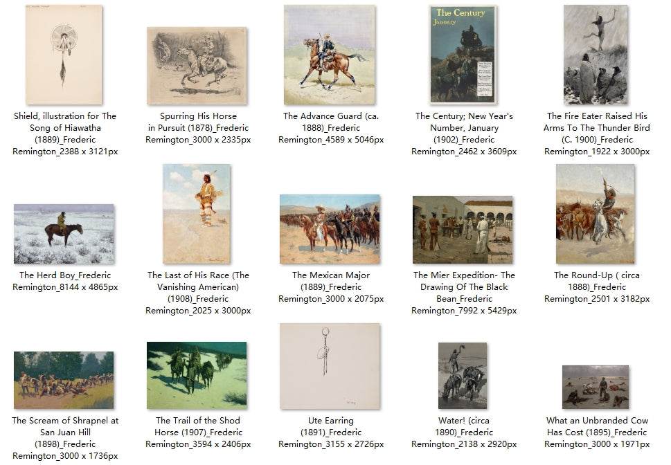 50 Painting Images by Frederic Remington American, 1861 - 1909 - Tibetan Buddhist thangka, close-up detail