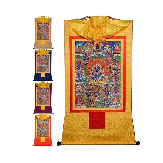 ནག་པོ་ཆེན་པོ། Mahakala - Tibetan thangka painting, front view