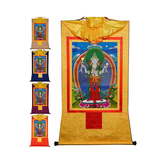 Chenrezig - Tibetan thangka painting, front view