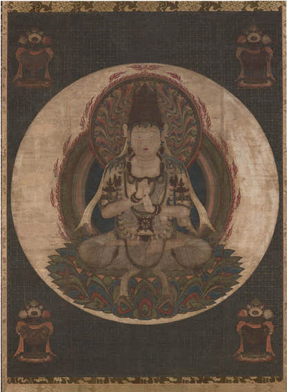 Ekaksara-usnisacakra - Tibetan thangka painting, front view