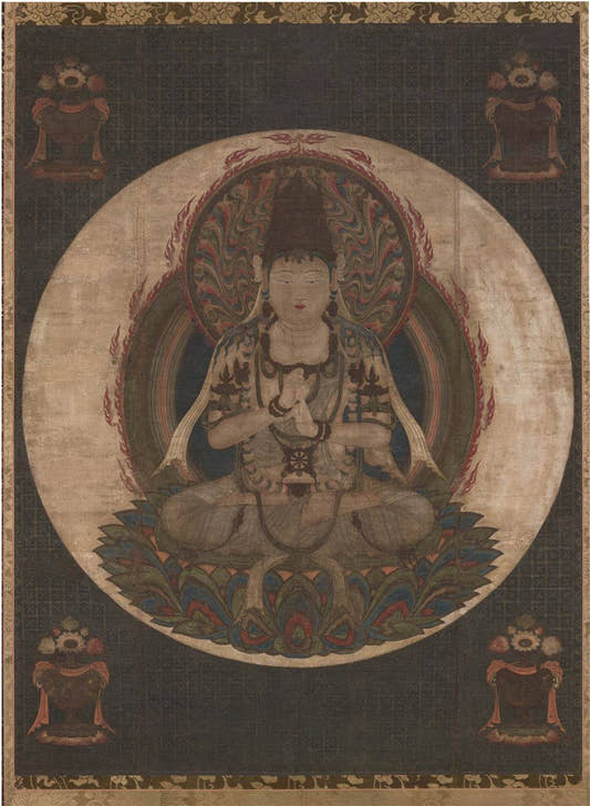 Ekaksara-usnisacakra - Tibetan thangka painting, front view