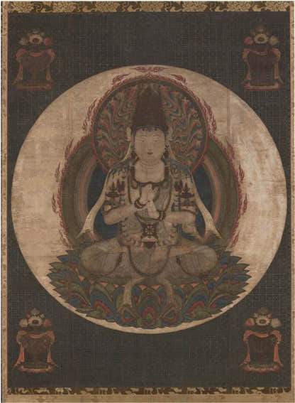 Mandala of the One-Syllable Golden Wheel Image - Tibetan thangka painting, front view