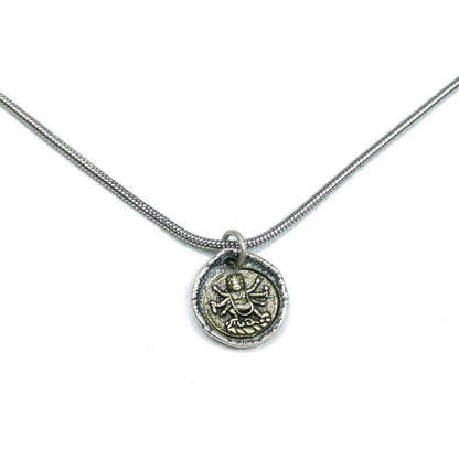 Tibetan Buddhism Lucky Charm, Silver Amulet of Mahakala,Ganesha Elephant,Stupa - Tibetan Buddhist amulet, detailed view