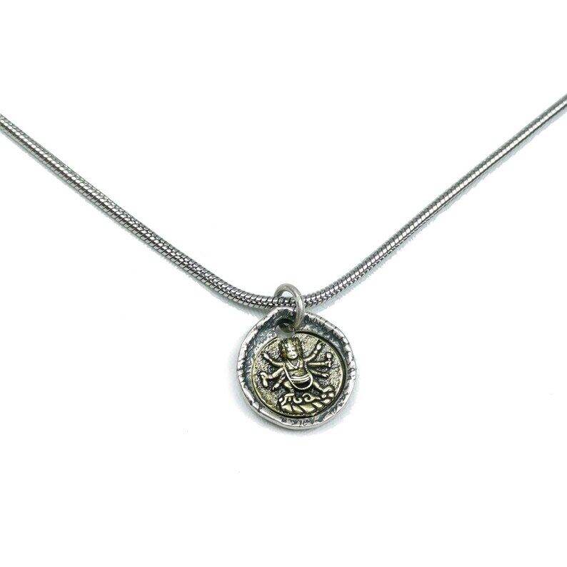 Tibetan Buddhism Lucky Charm, Silver Amulet of Mahakala,Ganesha Elephant,Stupa - Tibetan Buddhist amulet, detailed view
