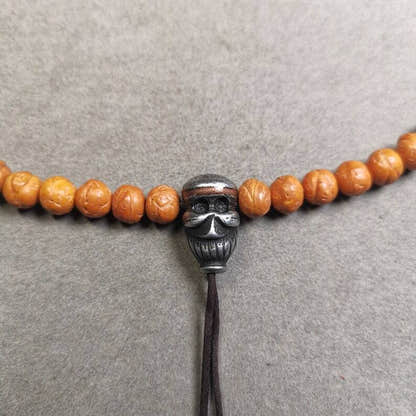 Mala Guru Bead, Skull Shape T-drilled 3-Hole Bead for Prayer Bead,0.87" - Tibetan Buddhist mala beads, detailed view