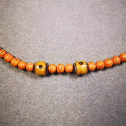 Mala Spacer Bead,Yak Bone Dice Marker Beads for Prayer Bead Necklace - Tibetan Buddhist mala beads, close-up detail