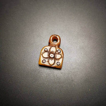 Yak Bone Carved Flower Prayer Bead Pendant - Tibetan Buddhist art, view 5