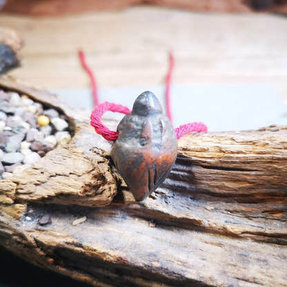 Old Tibetan Niang La Tsa Tsa Statue Amulet, Small Stupa,Pagoda Pendant - Tibetan Buddhist amulet, close-up detail