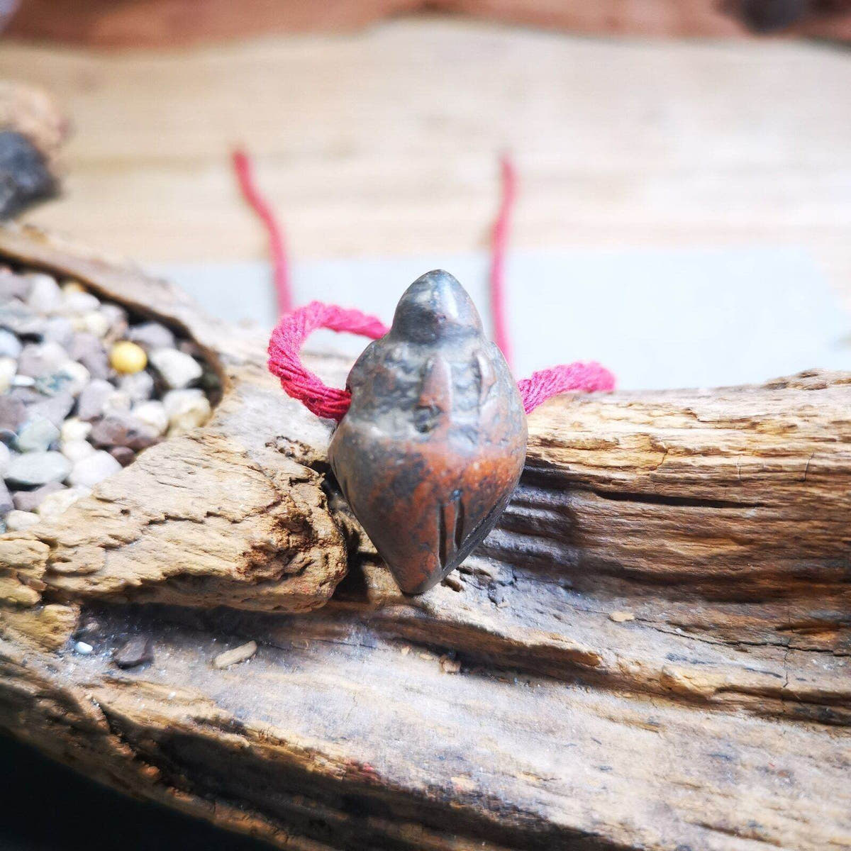 Old Tibetan Niang La Tsa Tsa Statue Amulet, Small Stupa,Pagoda Pendant - Tibetan Buddhist amulet, close-up detail