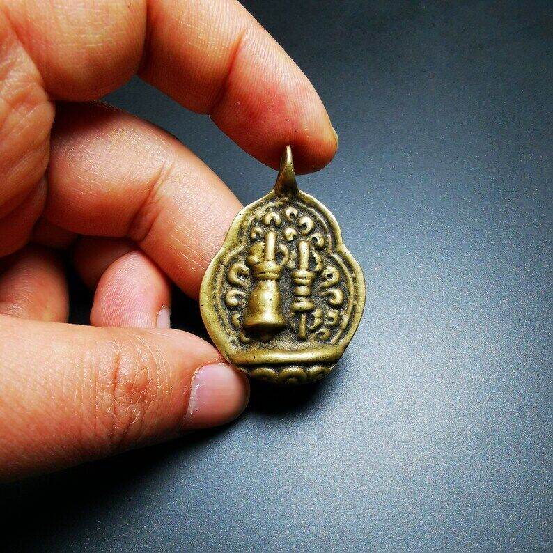 Buddhist Amulet,vajra club and tribu bell Pendant - Tibetan Buddhist amulet, view 5
