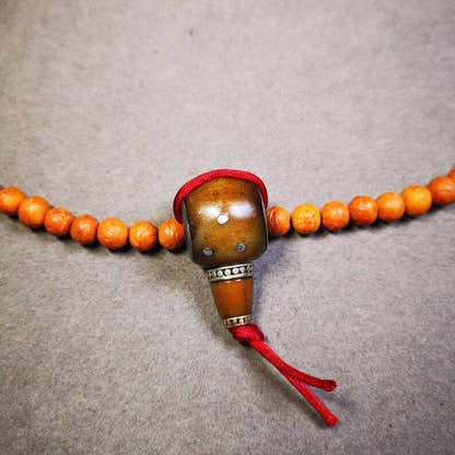 Guru Bead, T-drilled 3-Hole Bead - Tibetan Buddhist art, front view