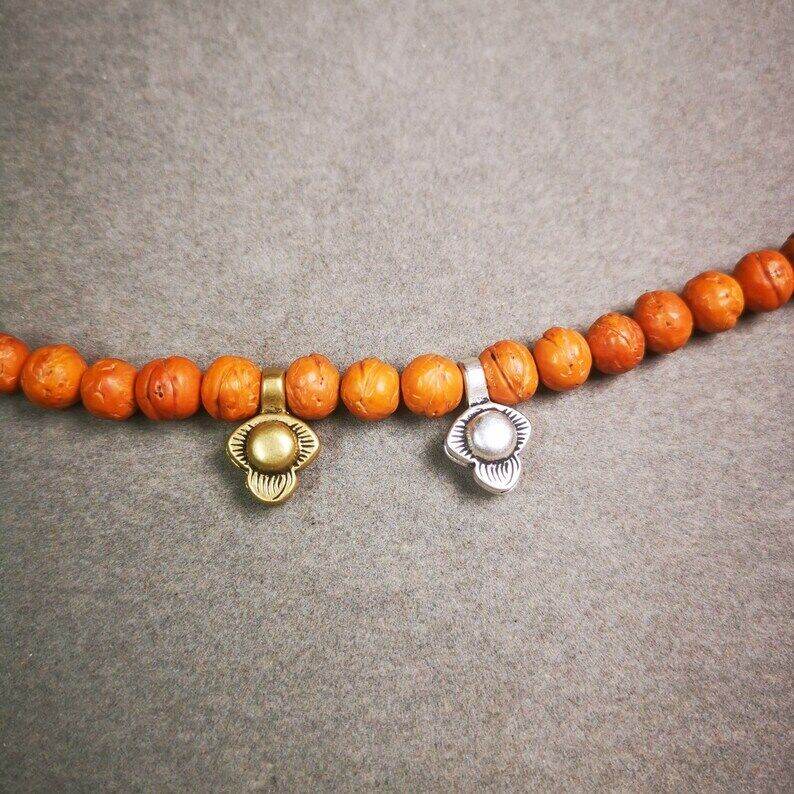Mala Counter Clip - Tibetan Buddhist mala beads, front view