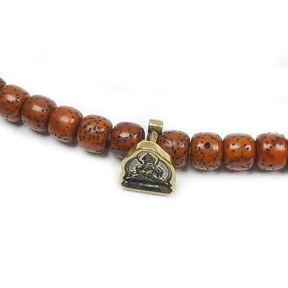 Mala Prayer Beads Pendant,Mini Vajrasattva Tsa Tsa Mold Pendant - Tibetan Buddhist mala beads, close-up detail