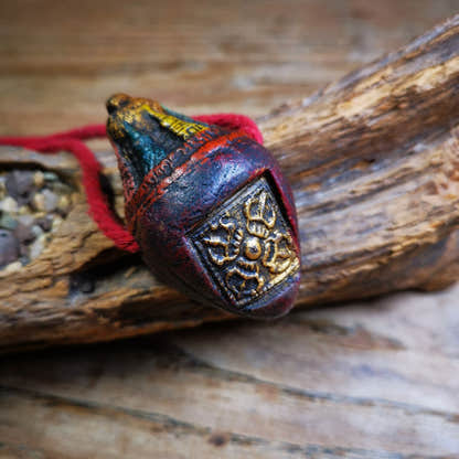 Niang La Tsa Tsa Statue Amulet,Stupa Pendant,2.52" - Tibetan Buddhist amulet, front view