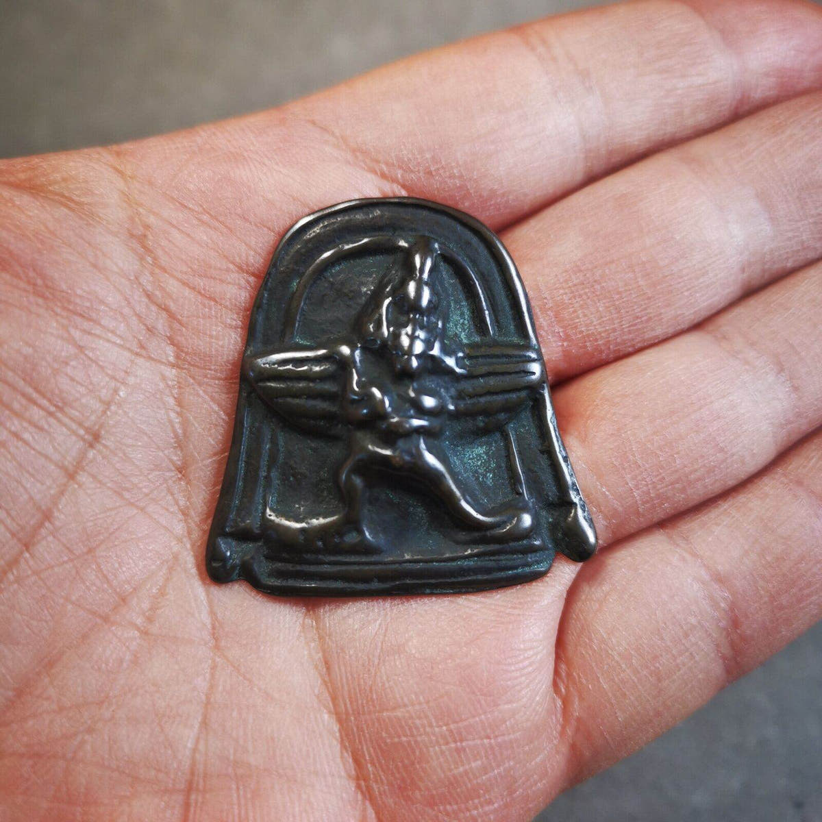 Vajrakilaya / Vajrakumara Amulet Badge,Tibetan Buddhism Pendant - Tibetan Buddhist amulet, size reference