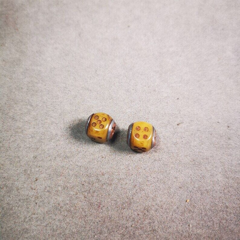 Mala Spacer Bead,Yak Bone Dice Marker Beads 0.43" - Tibetan Buddhist mala beads, view 8