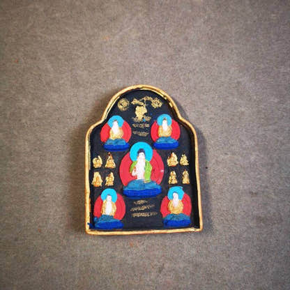 Gandhanra Painted Tibetan Tsa Tsa Mold Statue,Five Dhyani Buddhas - Tibetan Buddhist statue, view 6