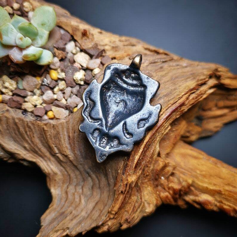 Shankha,Divine Conch Badge,Tibetan Buddhist Amulet Pendant - Tibetan Buddhist amulet, detailed view