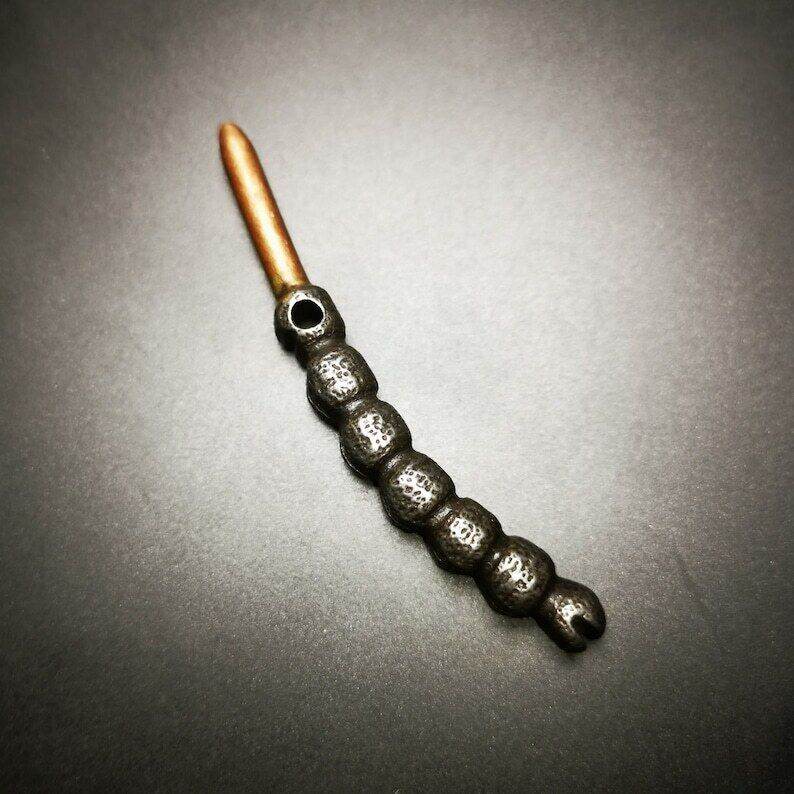 Handmad Charm Pendant,Tibetan Cordyceps Sinensis,Made of Cold Iron and Brass - Tibetan Buddhist art, view 4