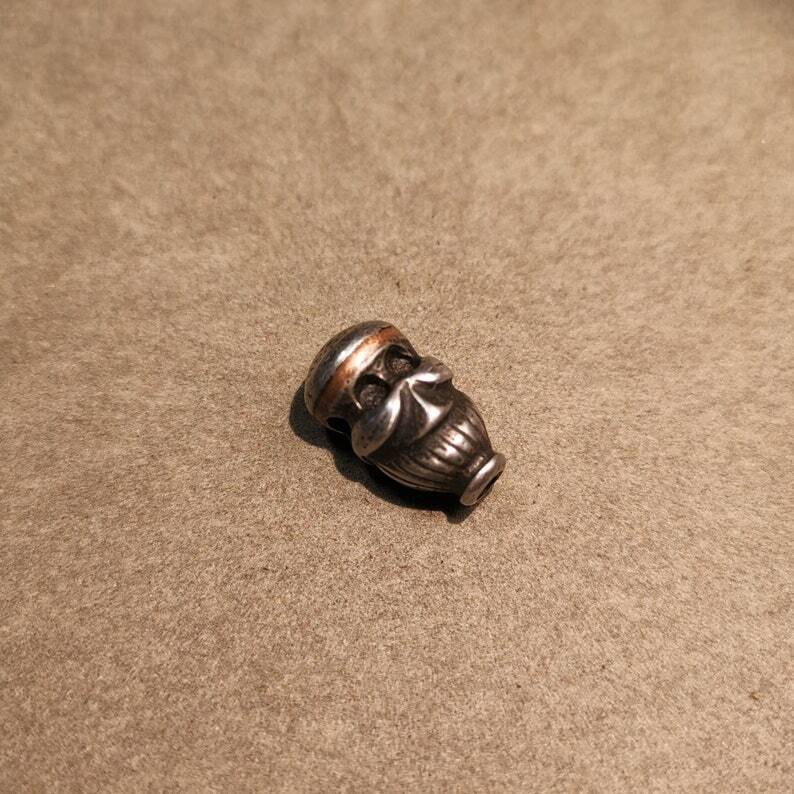 Mala Guru Bead, Skull Shape T-drilled 3-Hole Bead for Prayer Bead,0.87" - Tibetan Buddhist mala beads, view 5