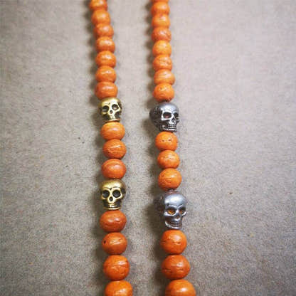 Mala Spacer Beads,Citipati Skull Marker Beads for Prayer Bead Necklace - Tibetan Buddhist mala beads, detailed view