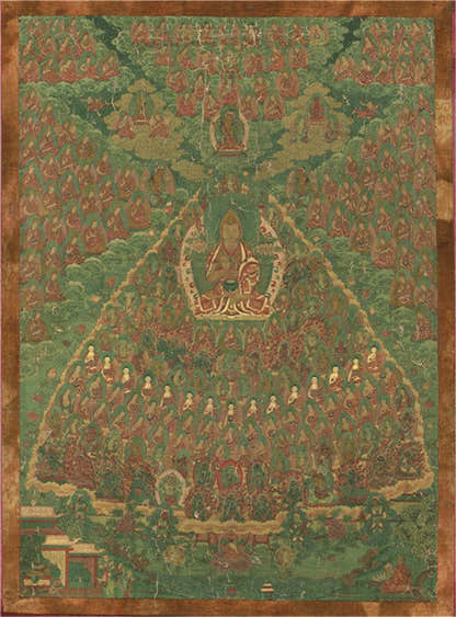 Je Tsongkhapa Refuge Tree Image - Tibetan thangka painting, front view