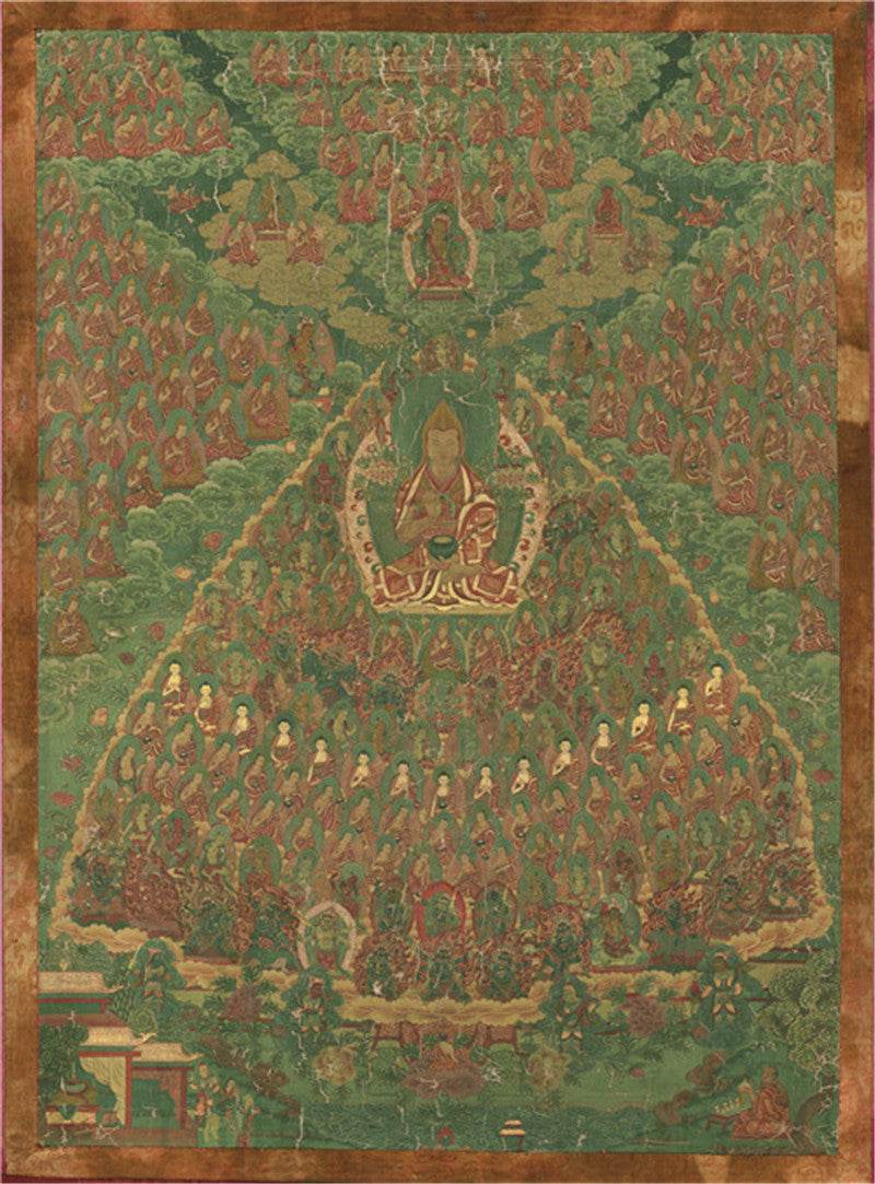 Je Tsongkhapa Refuge Tree Image - Tibetan thangka painting, front view