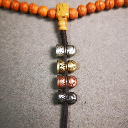 Amulet,Stupa Bead Pendant for Mala,Bag Hanging,Prayer Bead,0.5" - Tibetan Buddhist mala beads, close-up detail
